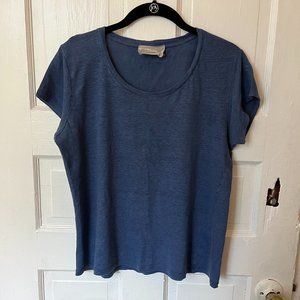 Everlane Short Sleeve Blue Linen Tee